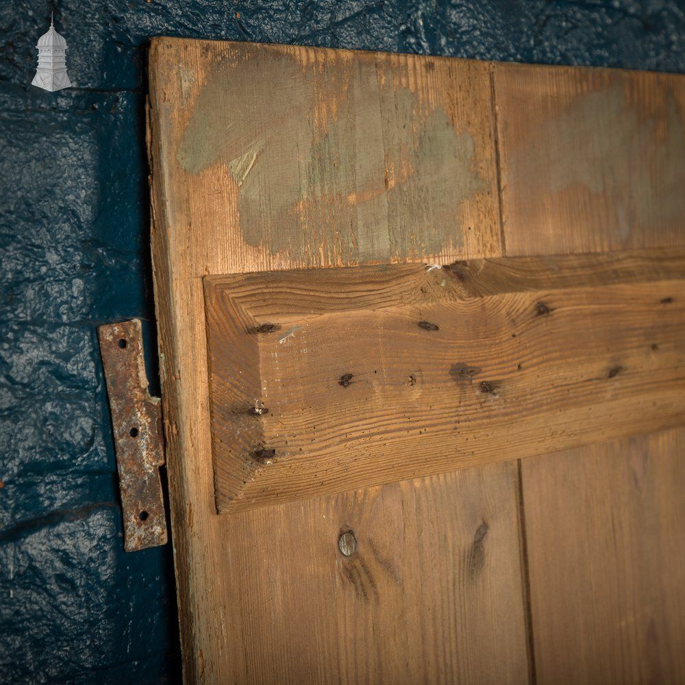 Plank & Ledge Door, Reclaimed With Distressed Green Paint photo for sale