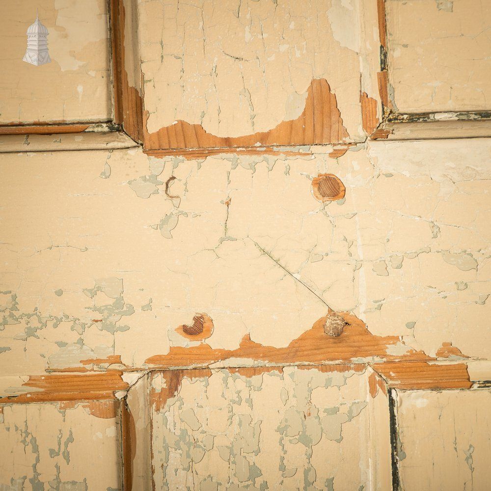 6 Panel Door, Six Moulded Panels, Distressed Cream Paint photo vintage