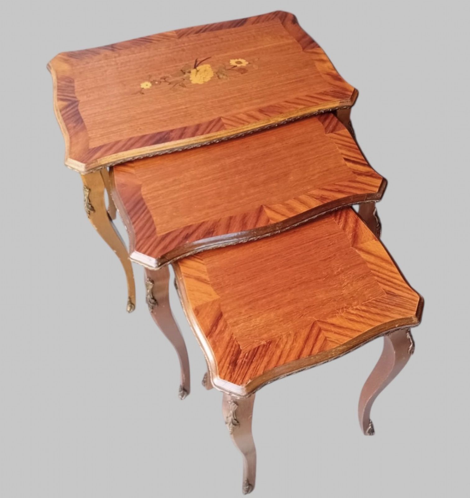 French Style Marquetry Nest Of Three Tables photo furniture