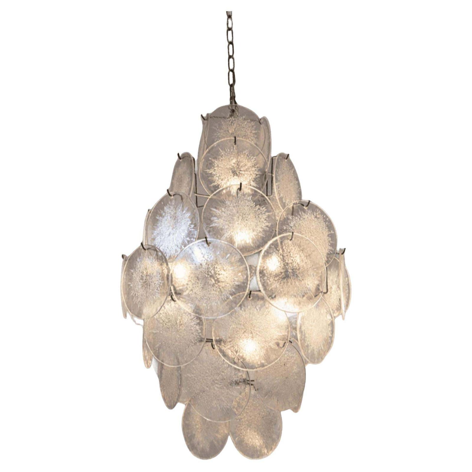 1970s Mid Century Modern Murano Glass Chandelier In The Style Of Vistosi, Italy