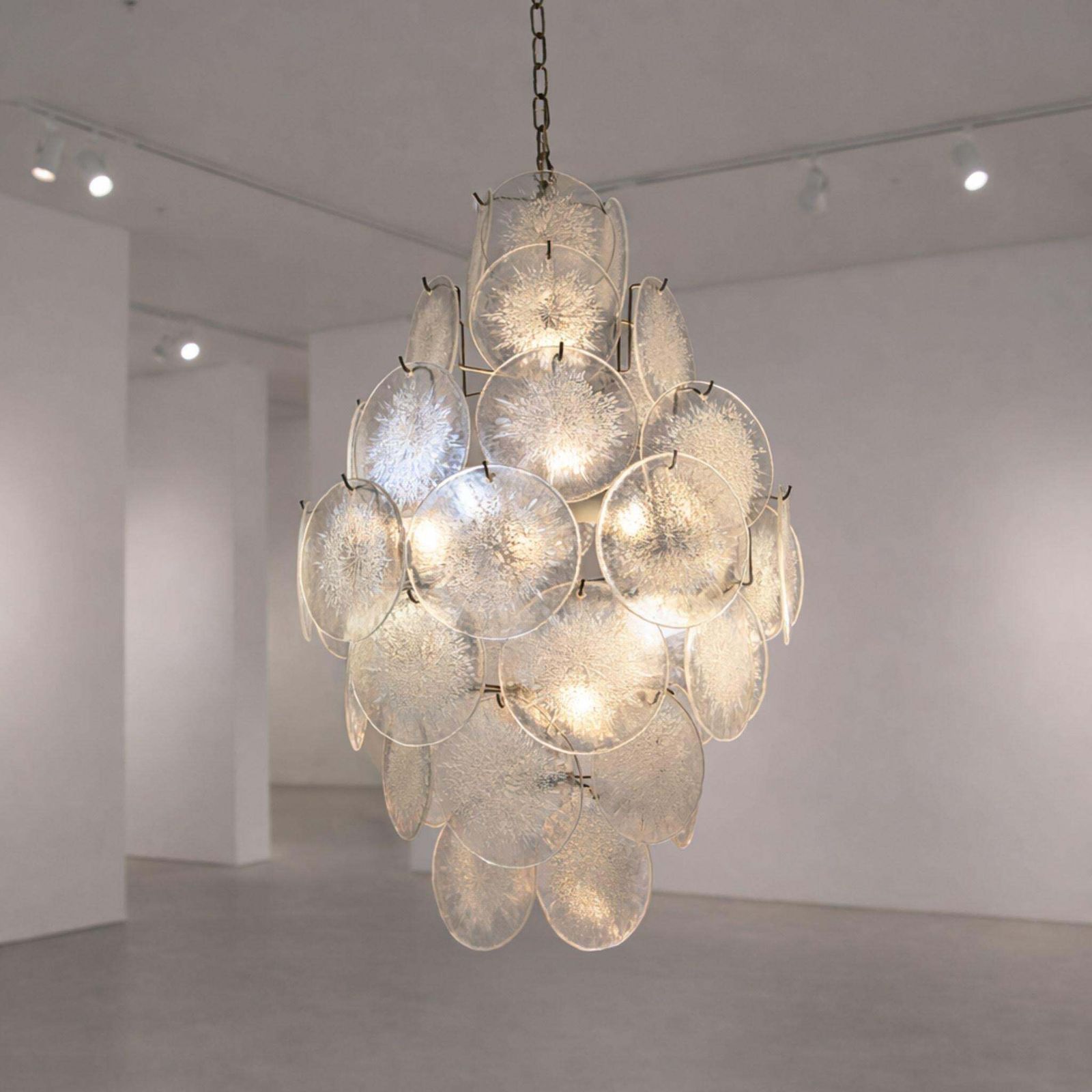 1970s Mid Century Modern Murano Glass Chandelier In The Style Of Vistosi, Italy photo Lighting