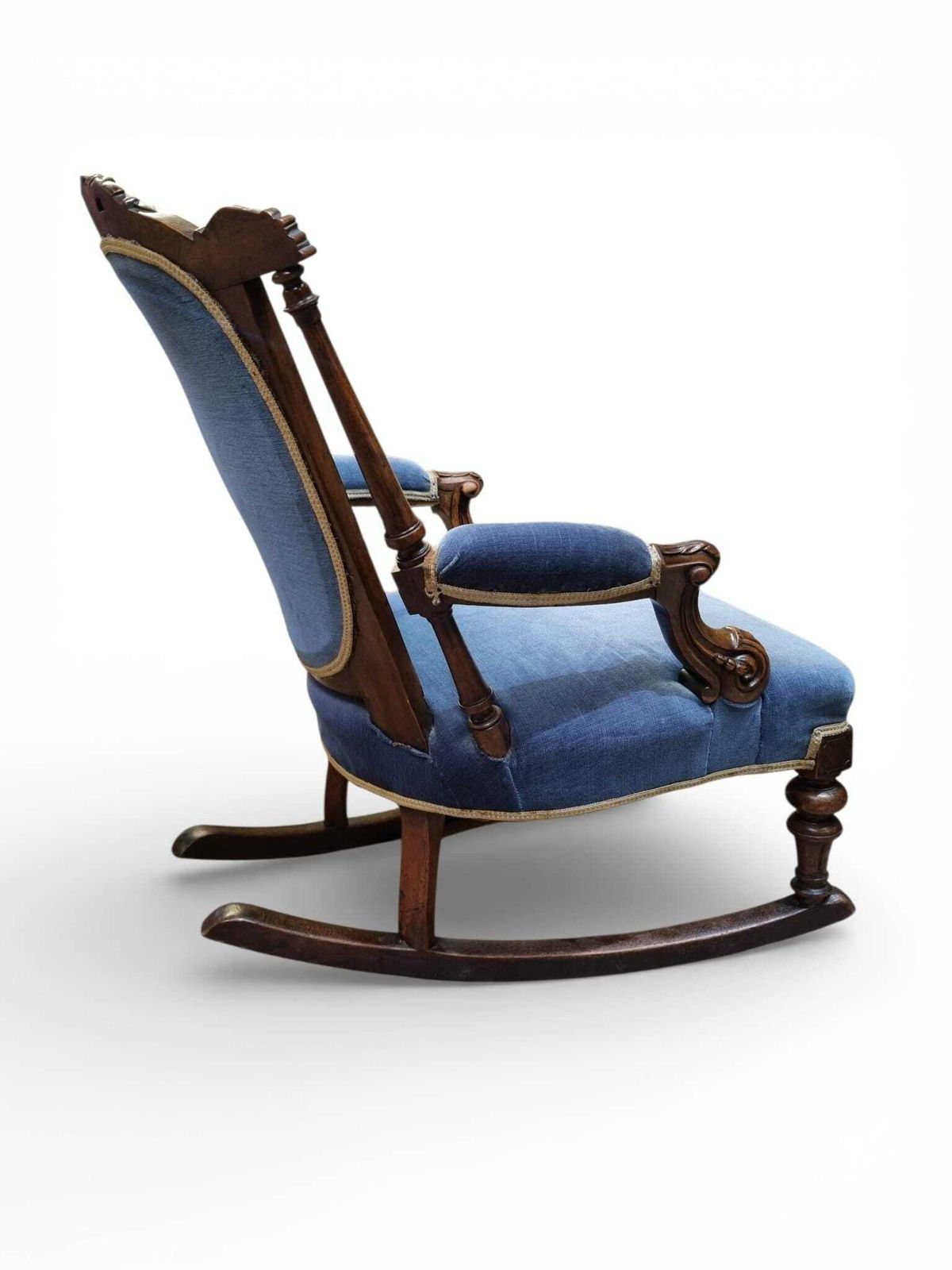 Antique Victorian Style Upholstered Rocking Chair / C1880 photo vintage