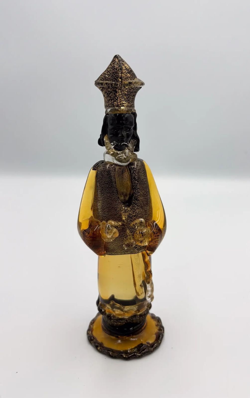 photo for sale Rare Chess Set Composed Of 32 Solid Amber Glass Pieces, Barbini, Pauly & C