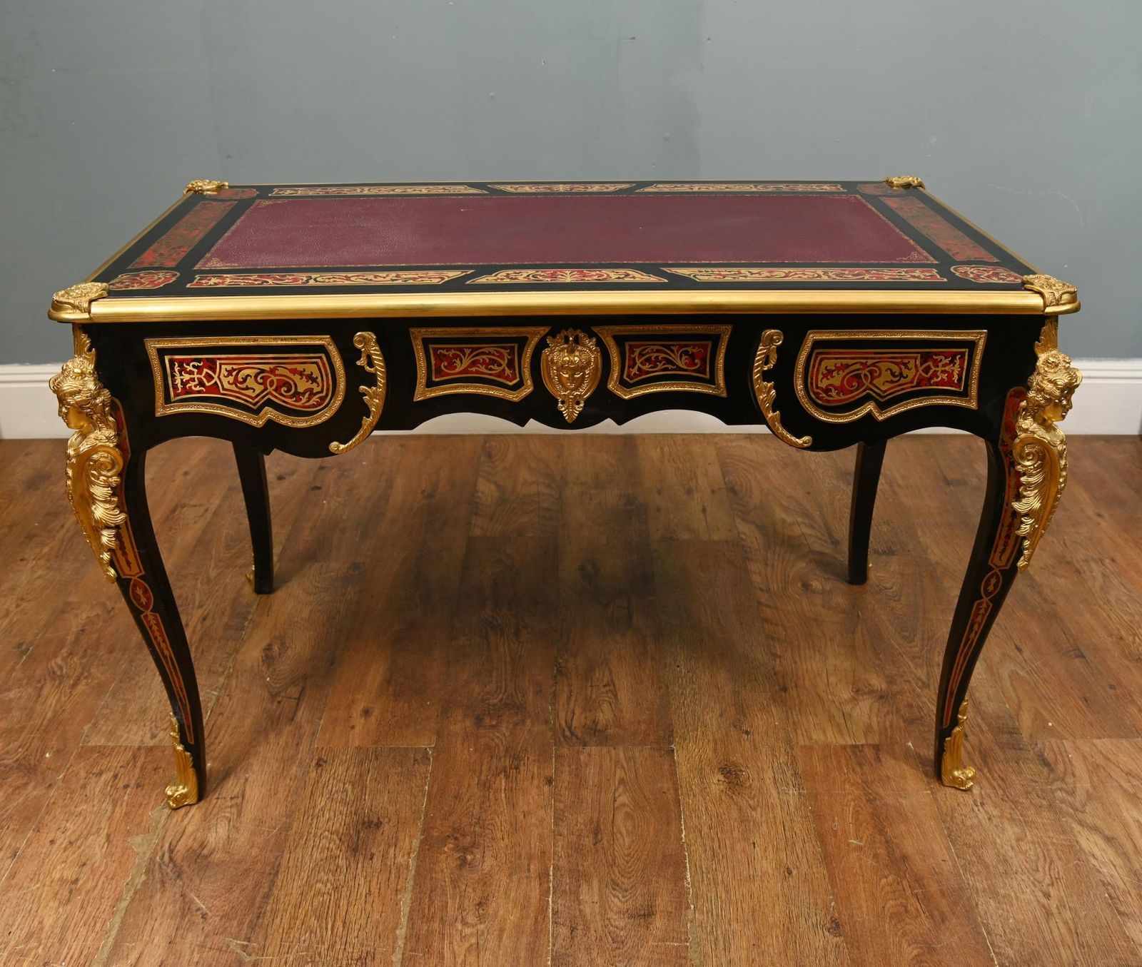 photo vintage Boulle Bureau Plat Desk Inlay Writing Table Napoleon III