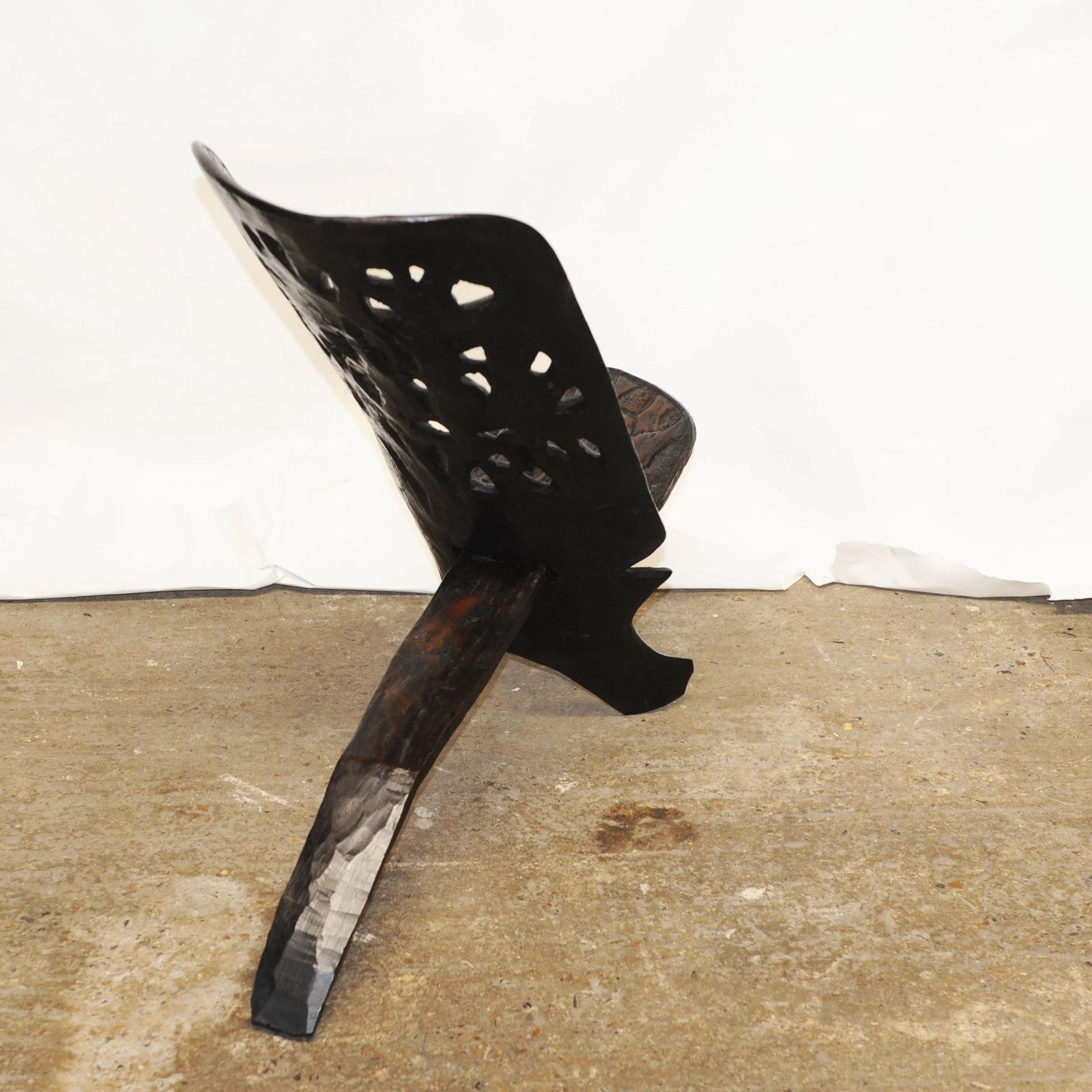 photo furniture Hand Carved Hardwood African Palaver Chair, 1950s
