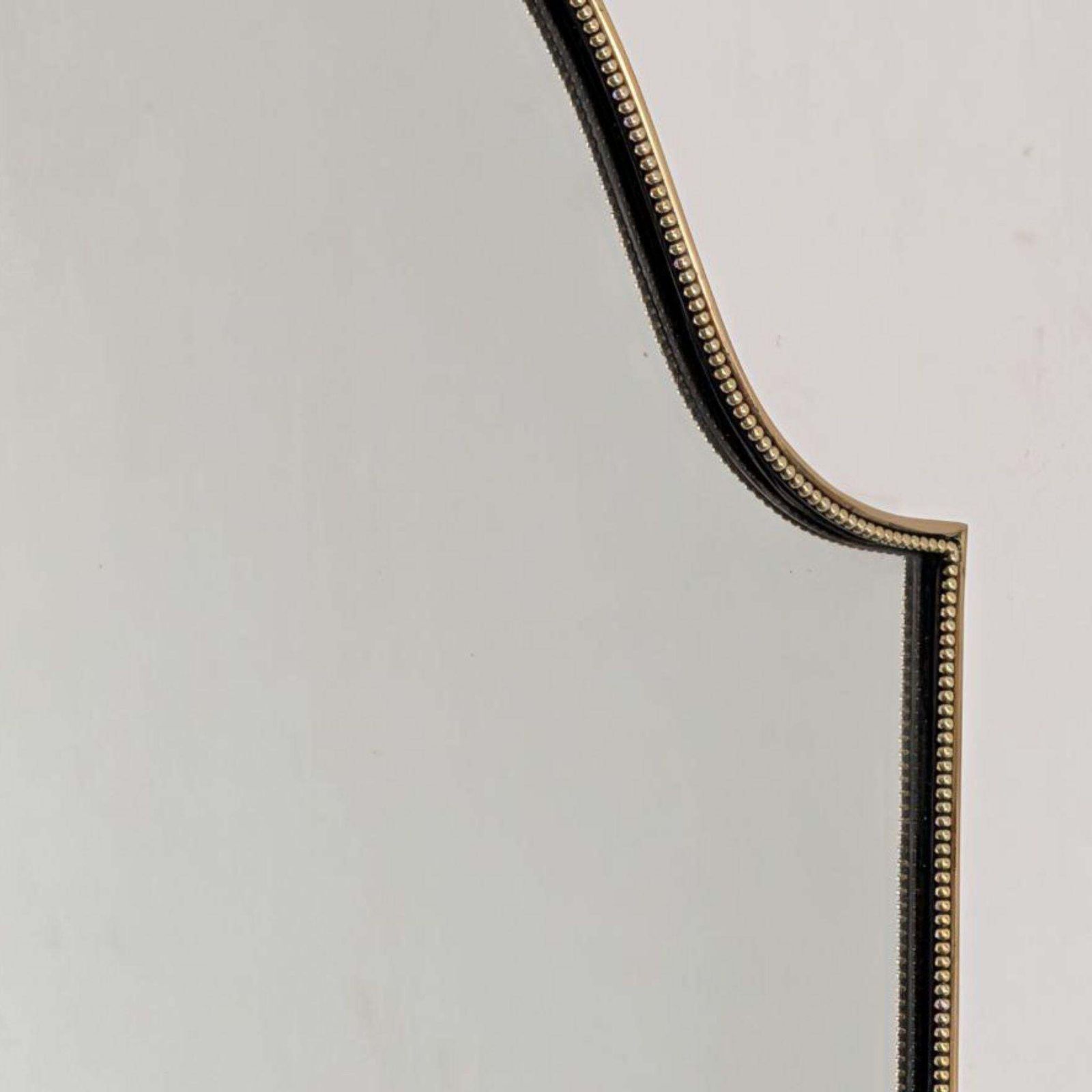 1950s Mid Century Modern Italian Brass Shield Shaped Mirror In The Style Of Gio photo Home Decor