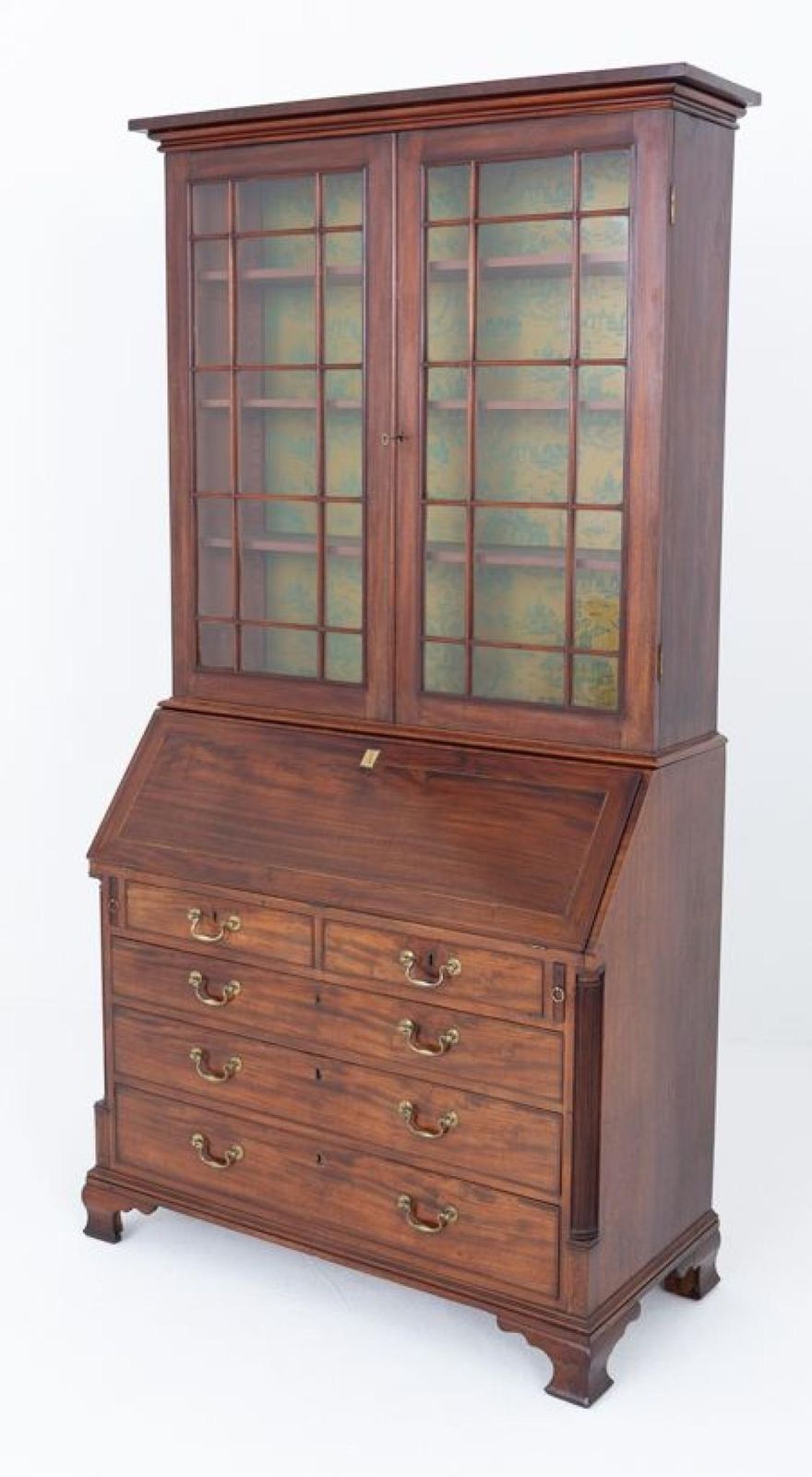 Georgian Bureau Bookcase Mahogany Library Cabinet 1800. photo Furniture