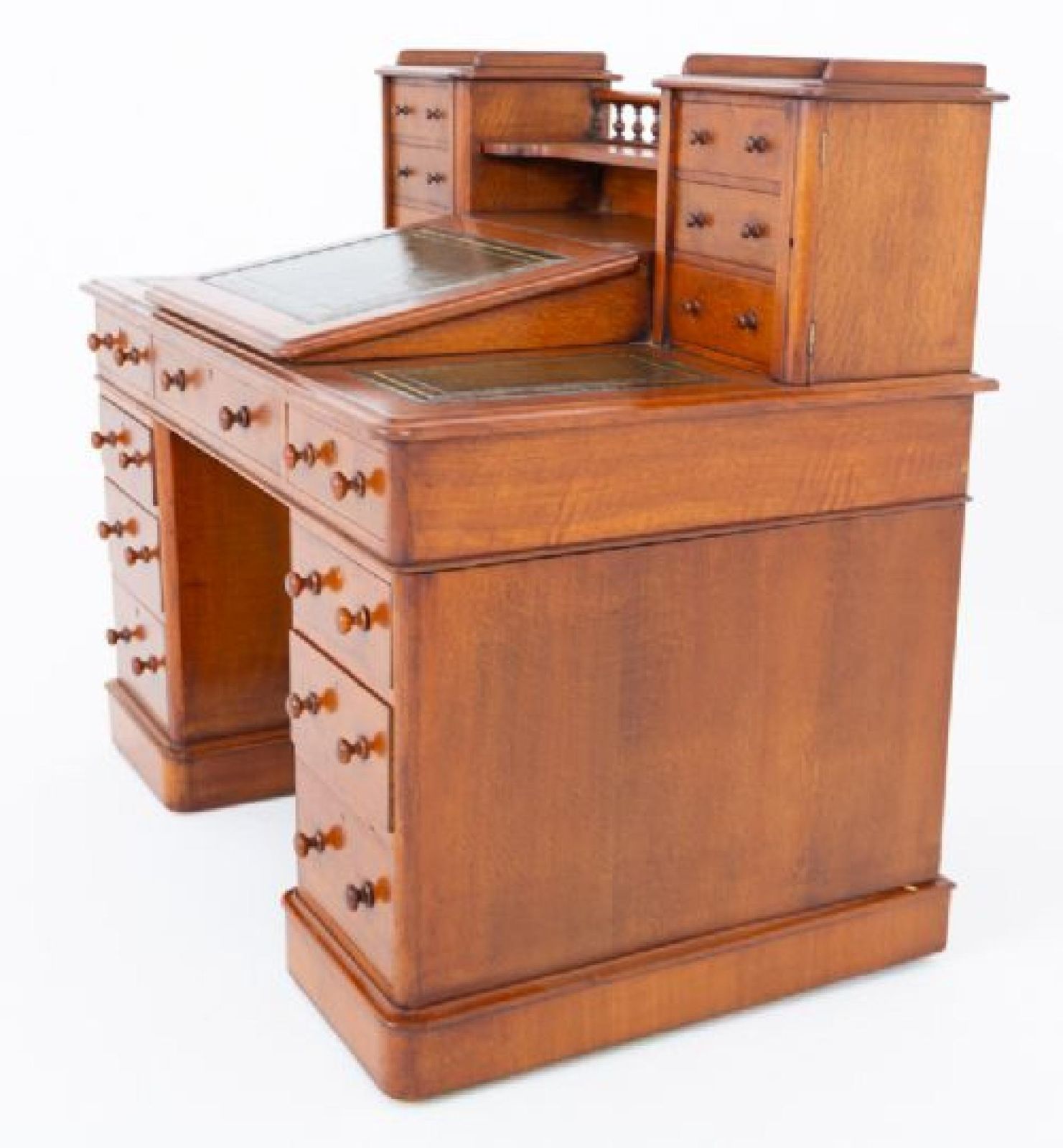Victorian Dickens Desk Oak Pedestal Writing Table 1860 photo 1995.0