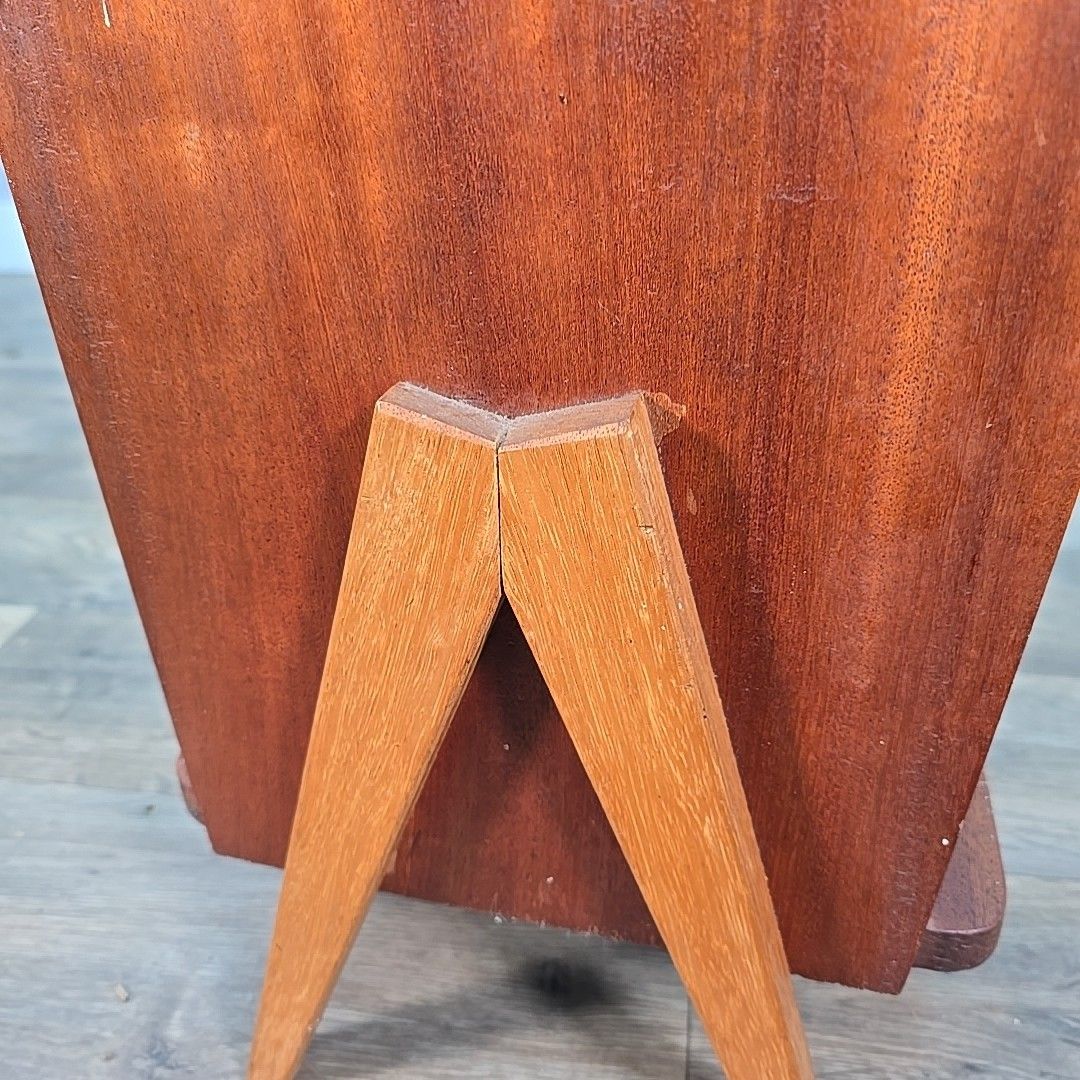 photo buy Vintage Wooden Magazine Rack – Mid Century Splayed Leg Design Paper Holder Retro