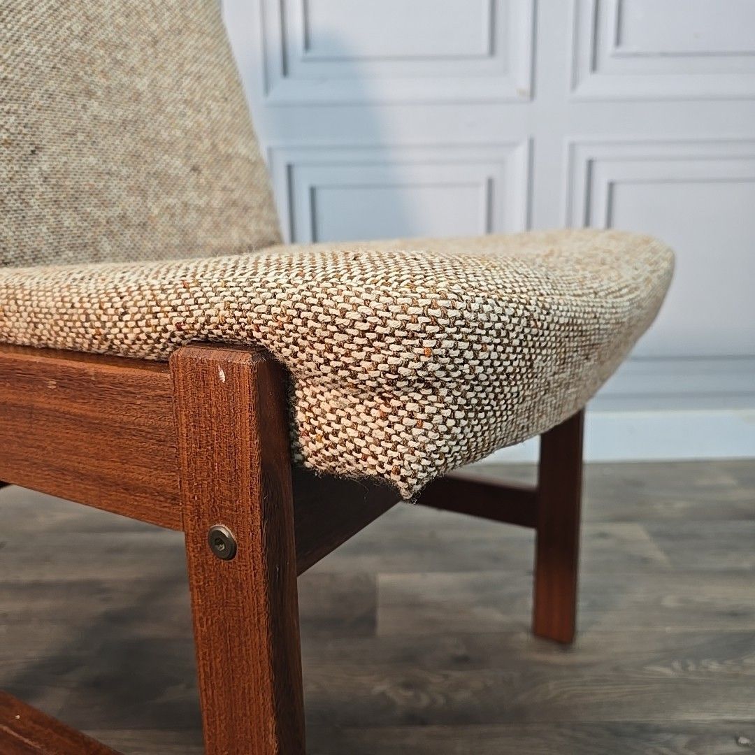 photo furniture Vintage Teak Lounge Chair Mid Century Scandinavian – Wool Upholstery Retro Mcm