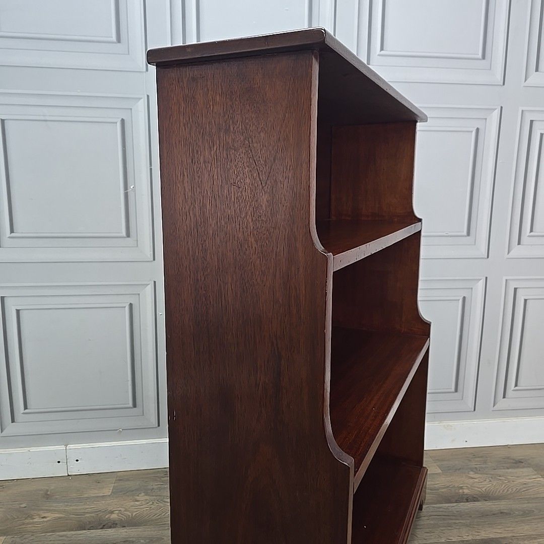 Antique Waterfall Bookcase – Three Tier Bookshelf Mahogany Solid Wood Shelving photo for sale