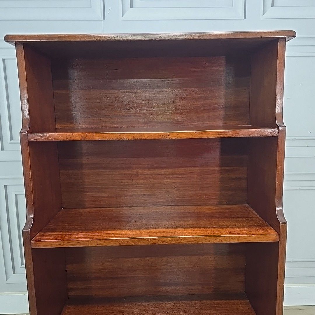 photo vintage Antique Waterfall Bookcase – Three Tier Bookshelf Mahogany Solid Wood Shelving