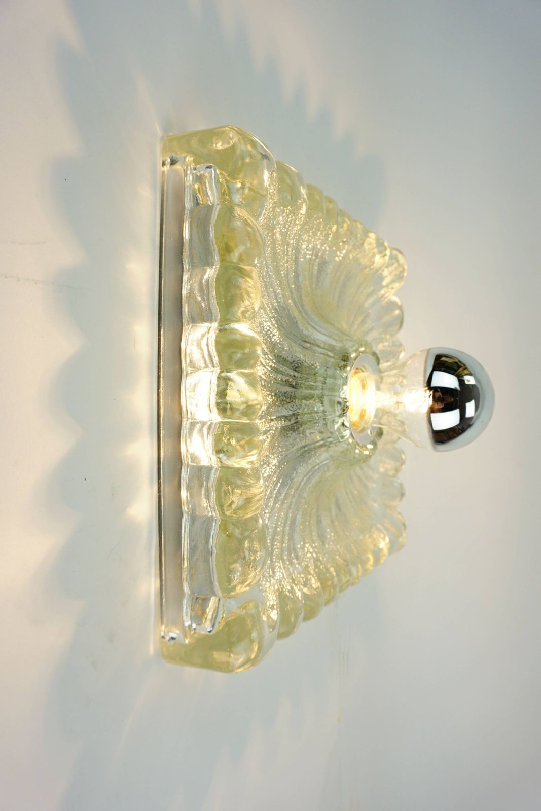Heavy Frosted Glass Wall Sconce From The 1960s 70s By Hustadt Leuchten photo vintage