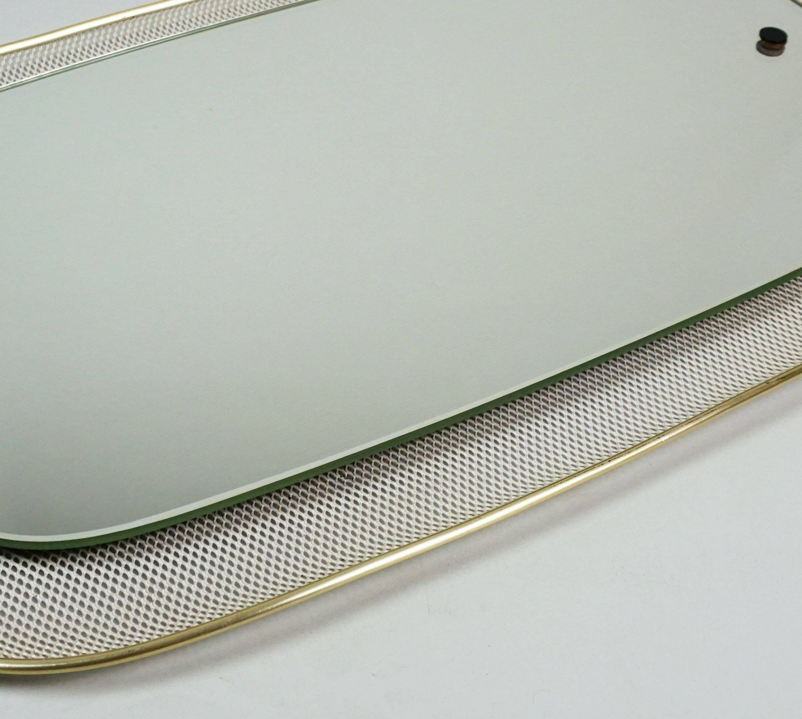 Beautiful 1950s Wall Mirror In Mid Century Modern Style With A Metal Mesh And Brass Frame photo buy