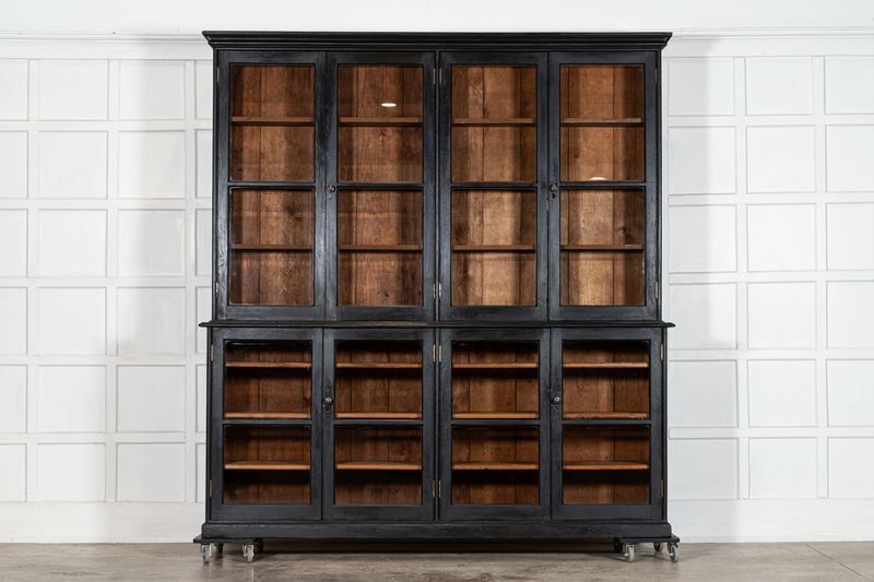 Large English Ebonised 19thc Pine Glazed Dresser photo furniture