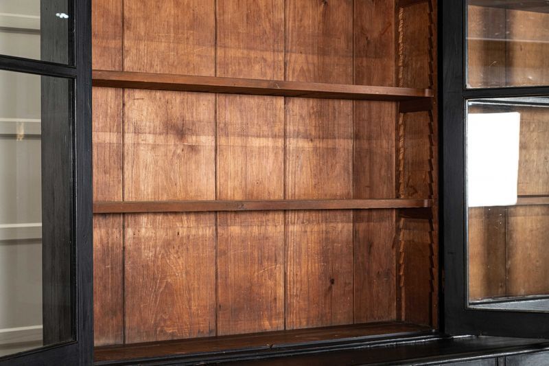 photo buy Large English Ebonised 19thc Pine Glazed Dresser
