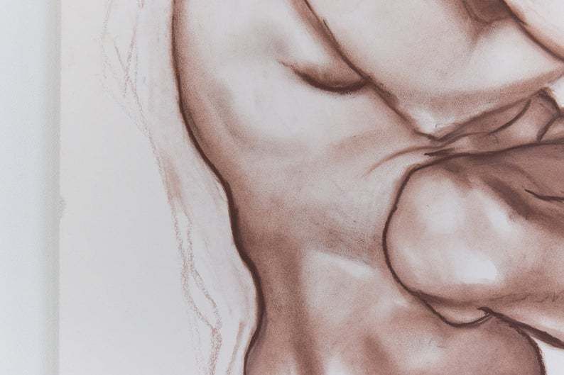 Vintage 1987 Original Signed Pastel Life Drawing By Artist Robert Arthur Bramwell photo 157.0