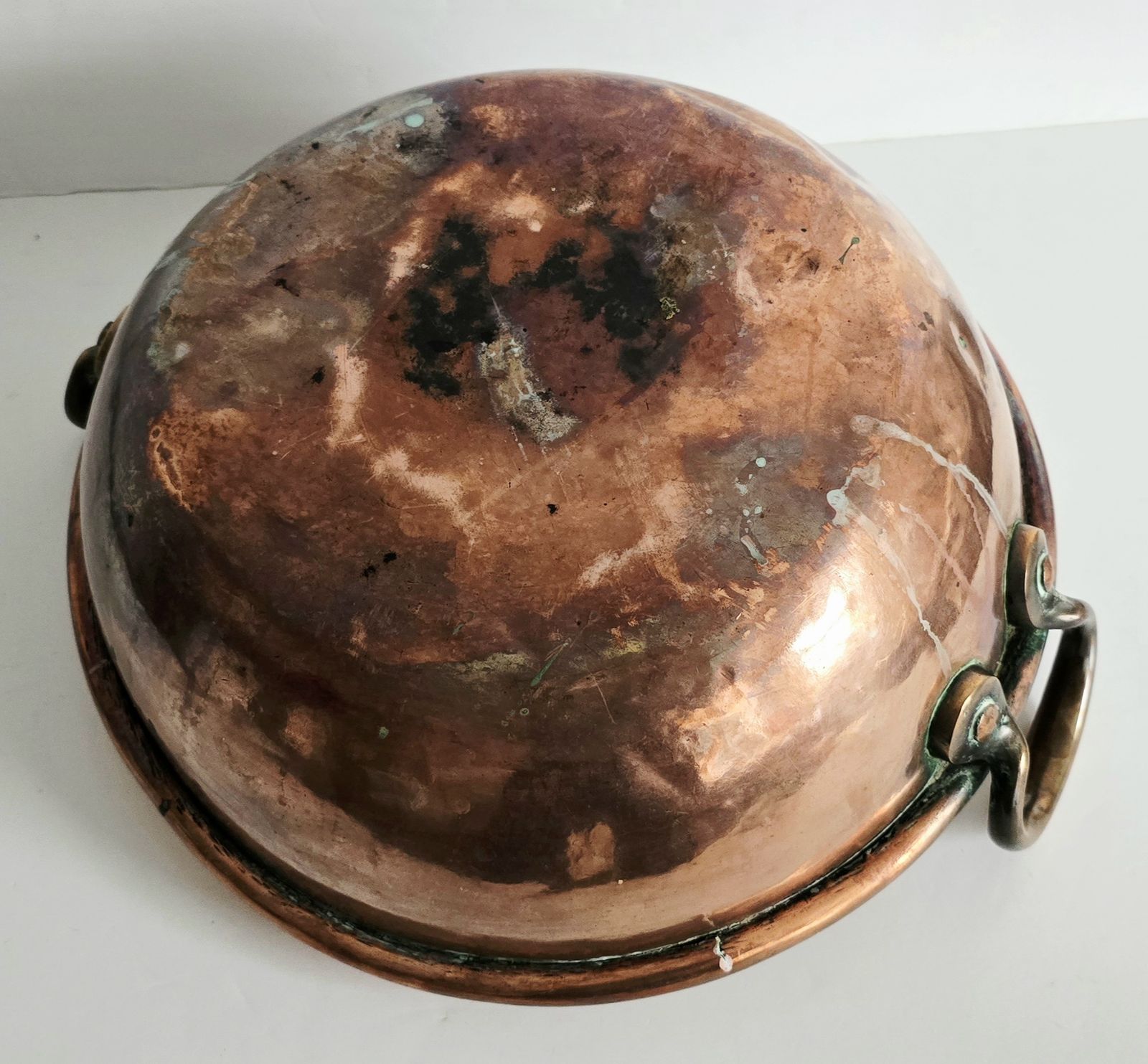 Garden Decor Large Antique Copper Cauldron, 19th Century. photo