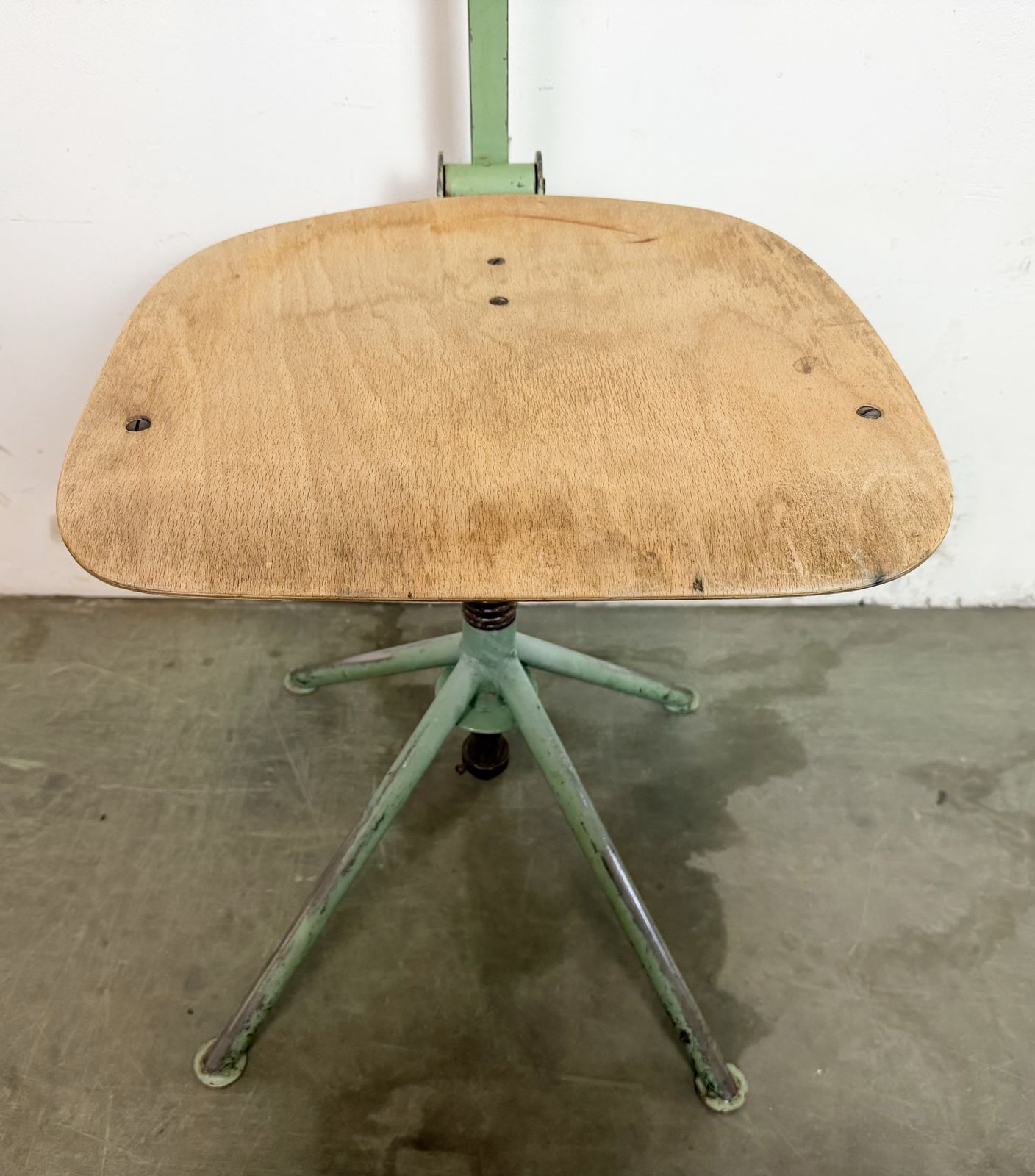 Green Industrial Workshop Chair, 1950s, 3x photo for sale