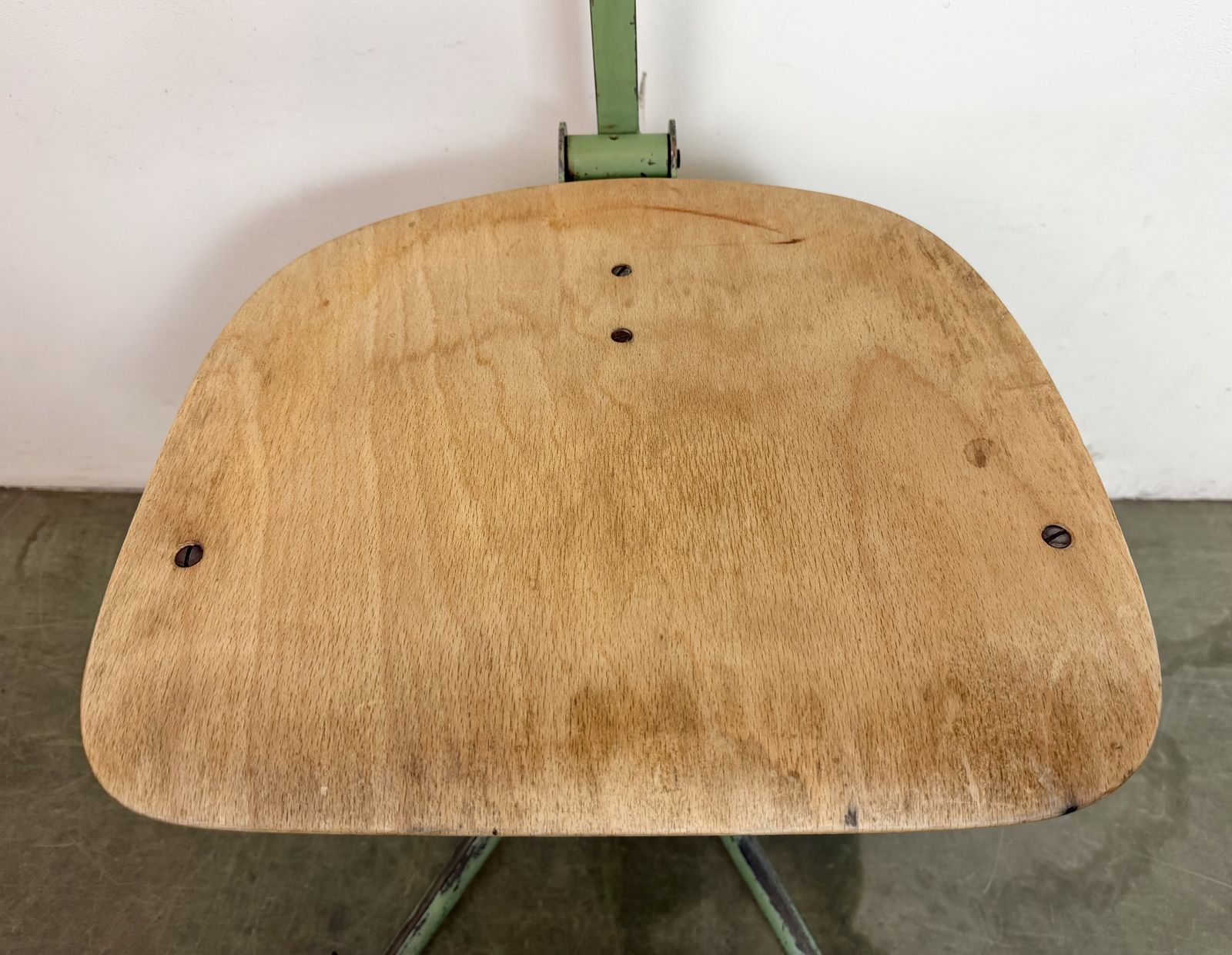 Green Industrial Workshop Chair, 1950s, 3x photo vintage