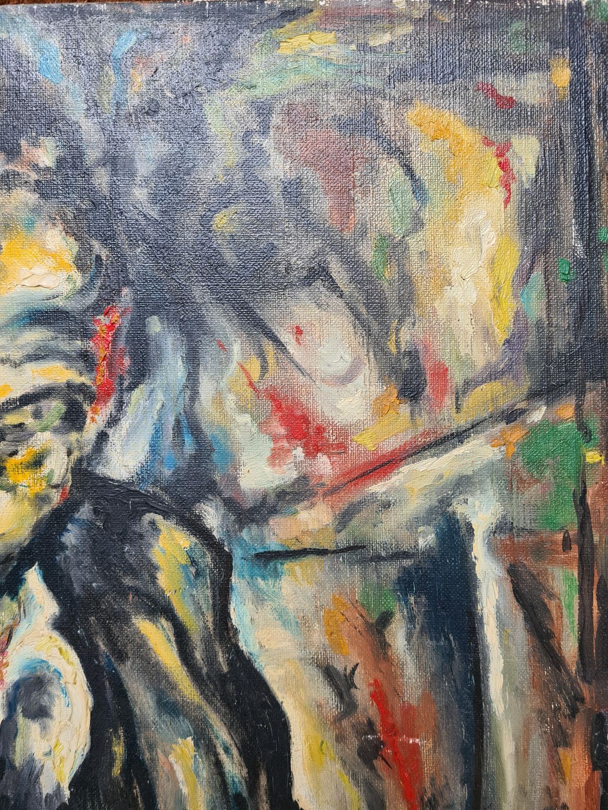 Midcentury Expressionist Portrait Painting, Oil On Canvas, Circle Ludwig Meidner From 1961 By Lirondo photo Art
