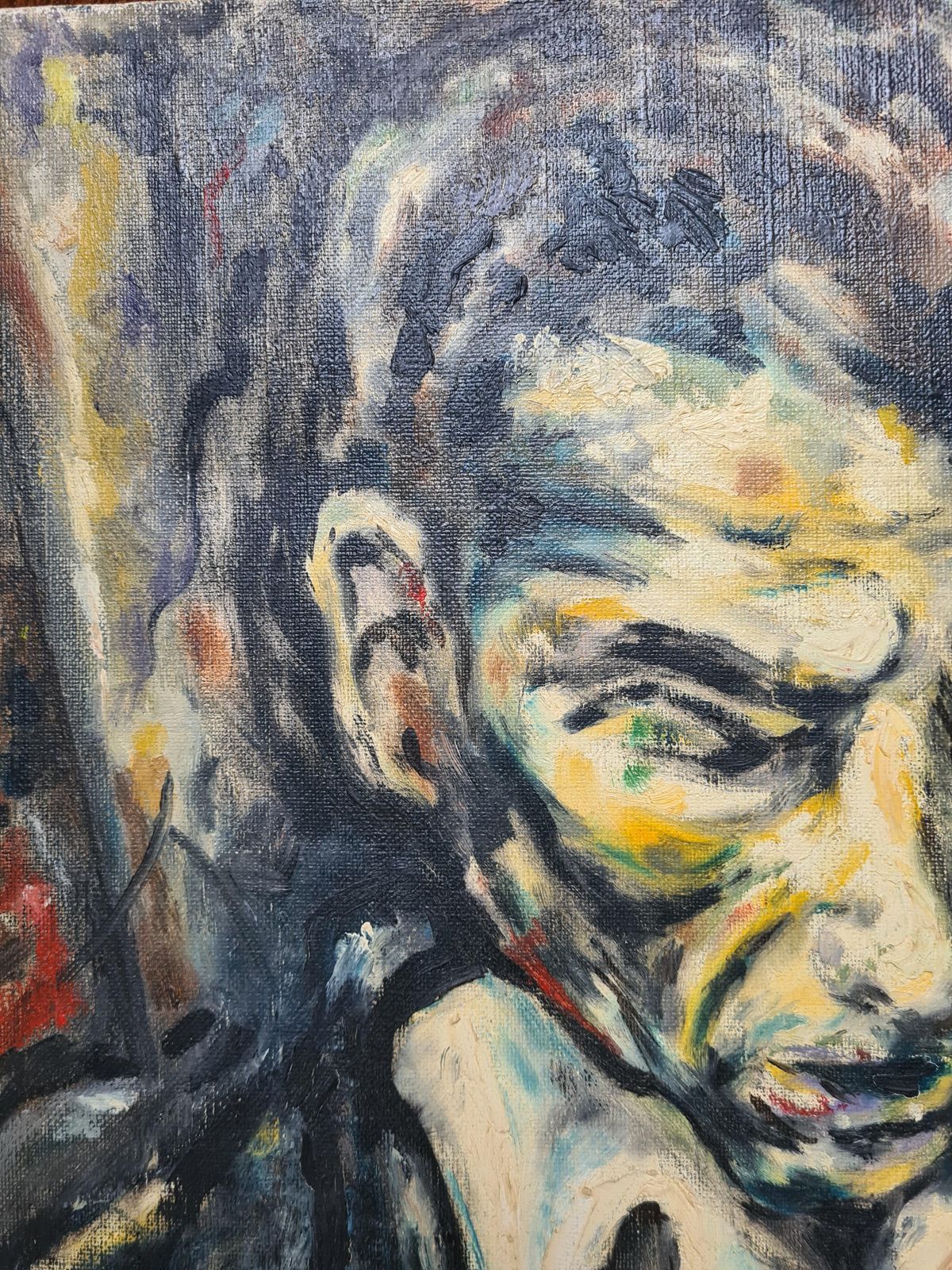 photo for sale Midcentury Expressionist Portrait Painting, Oil On Canvas, Circle Ludwig Meidner From 1961 By Lirondo