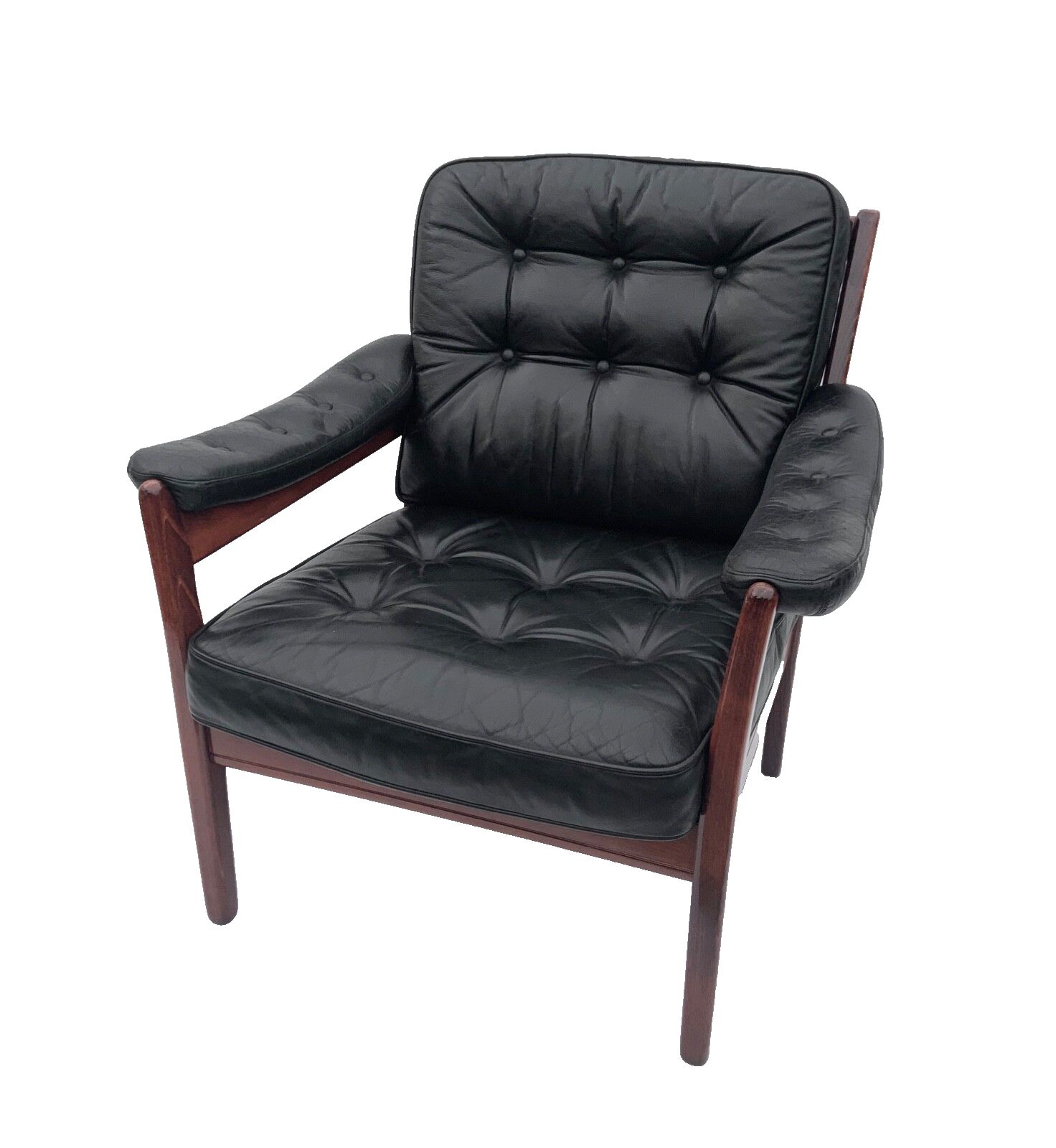 Vintage Black Leather Lounge Chair By Gote Mobler 1970s photo Furniture