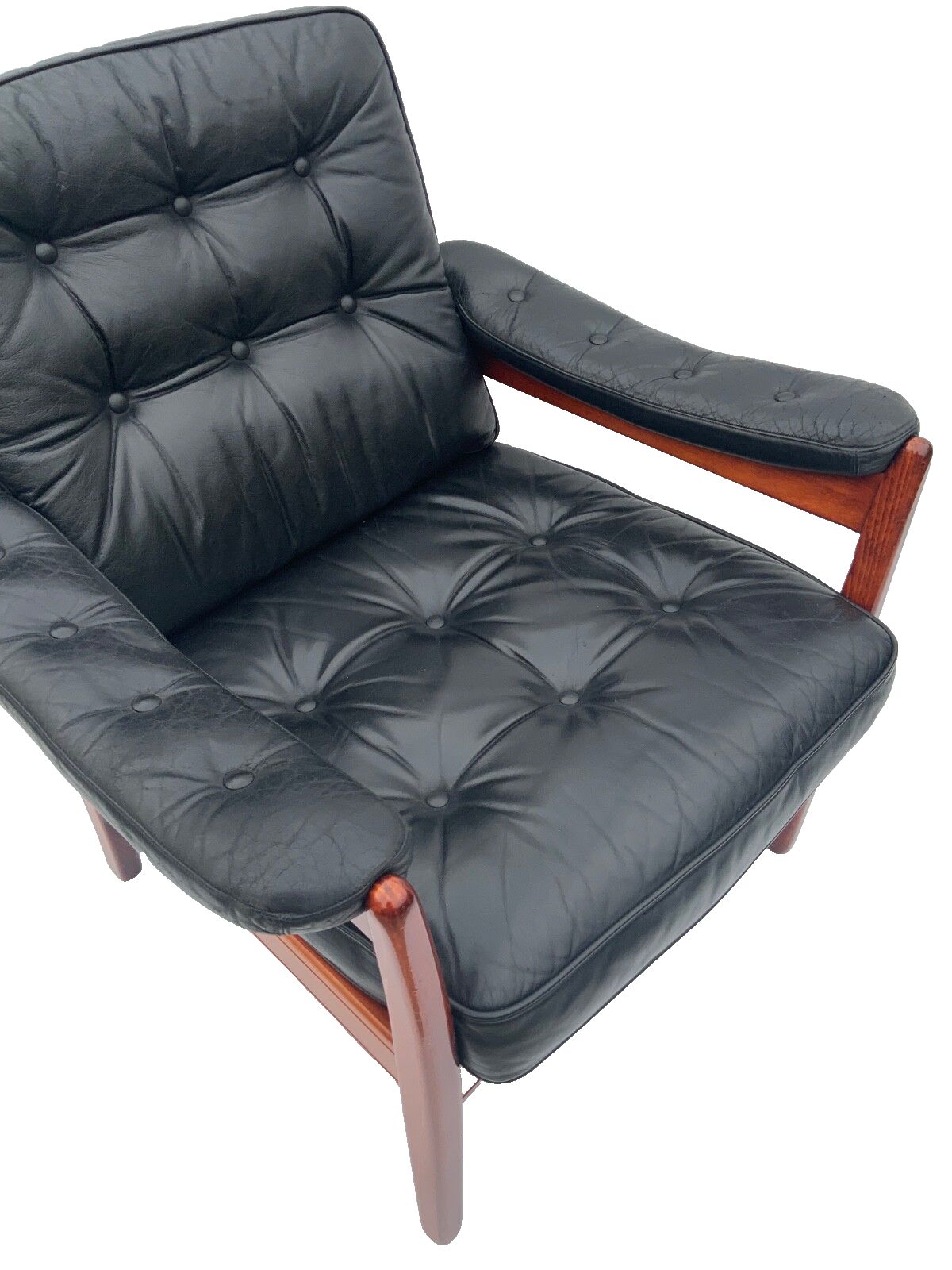 Furniture Vintage Black Leather Lounge Chair By Gote Mobler 1970s photo