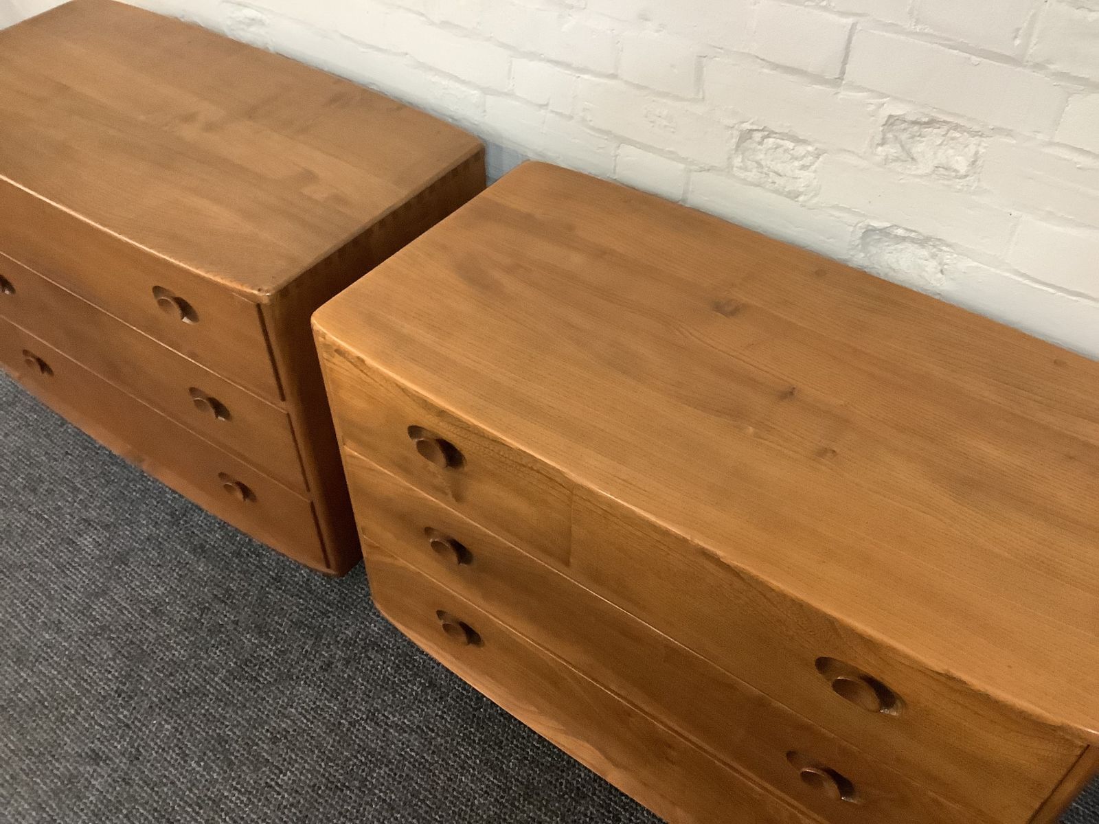photo buy Pair Of Ercol 412 Windsor Chest Of Drawers In Natural Elm Finish.
