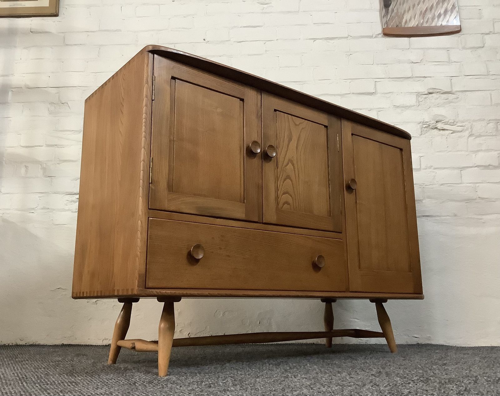 Ercol Windsor 366 Sideboard In Original Natural Elm Finish.