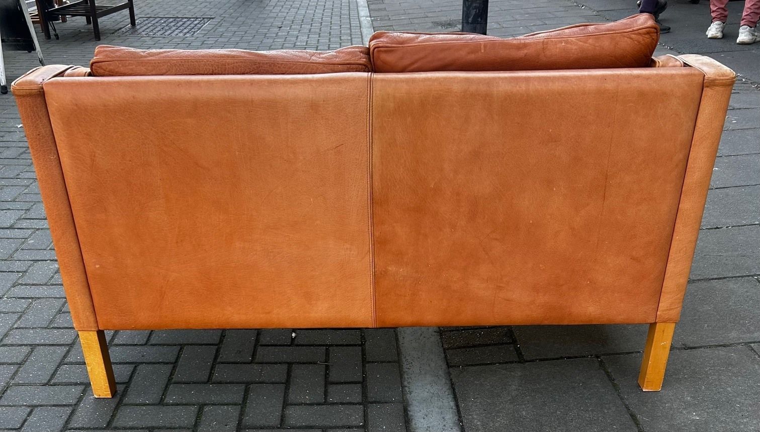 Danish 2 Seater Cognac Leather Colour Sofa photo 1350.0