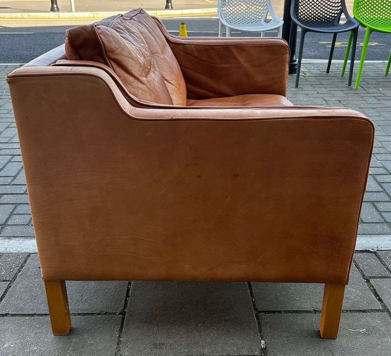 Danish 2 Seater Cognac Leather Colour Sofa photo Furniture