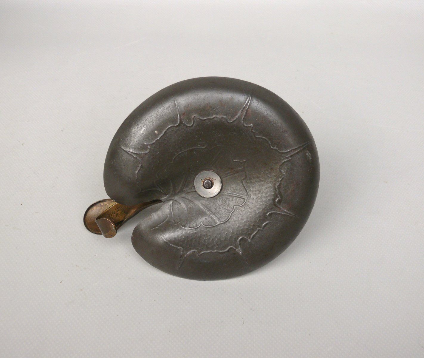 Art Nouveau Hand Held Candleholder In Steel, Brass Plated, 1903 photo buy