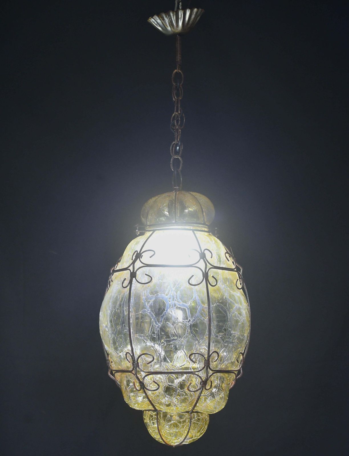 Wonderful Yellow Colour Venetian Lantern, Seguso Murano Glass, Italy, 1950s photo furniture