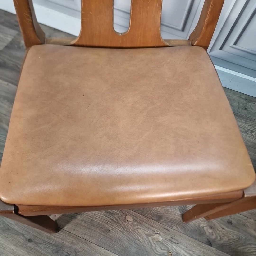 Vintage Nathan Dining Chairs Pair Teak Mid Century Wooden Desk Seats Retro photo Furniture