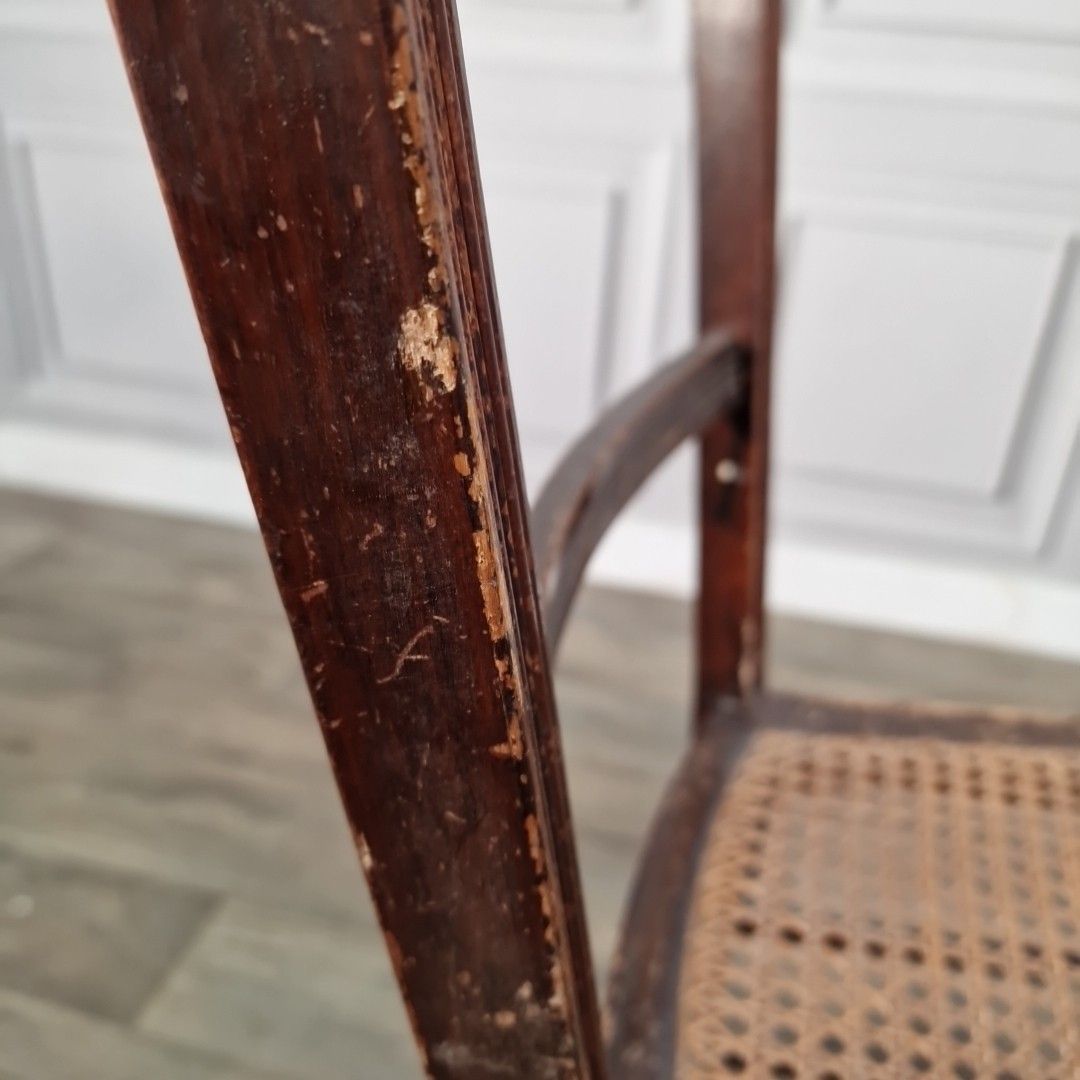 photo buy Antique Cane Bedroom Chair Carved Crest Victorian Dining Hall Seat Wooden