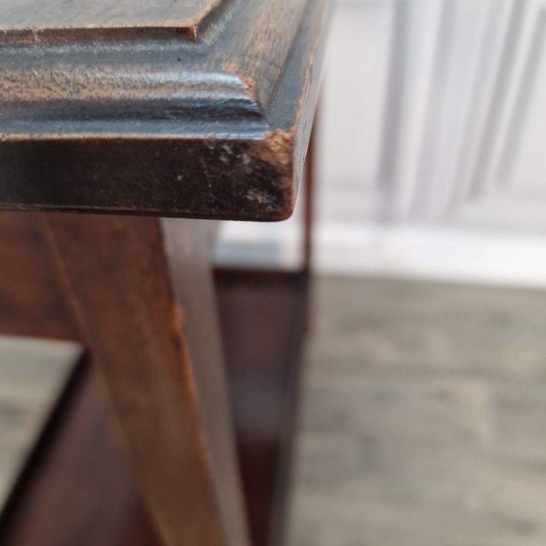 photo vintage Vintage Hall Console Table Mahogany Two Tier Occasional Lamp Solid Wood