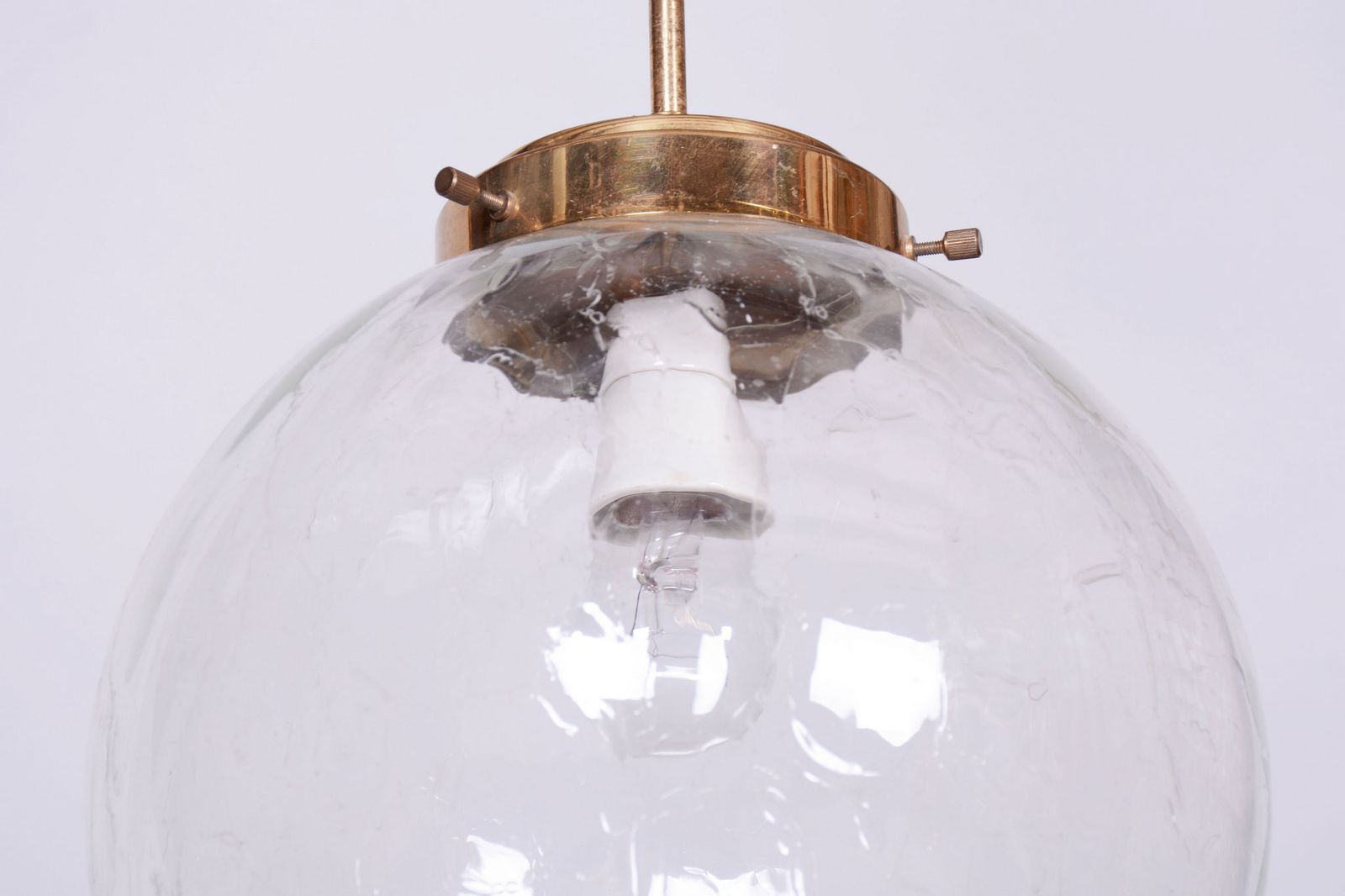 Restored Mid Century Chandelier, By Kamenický šenov, Brass, Glass, Czech, 1960s photo vinterior