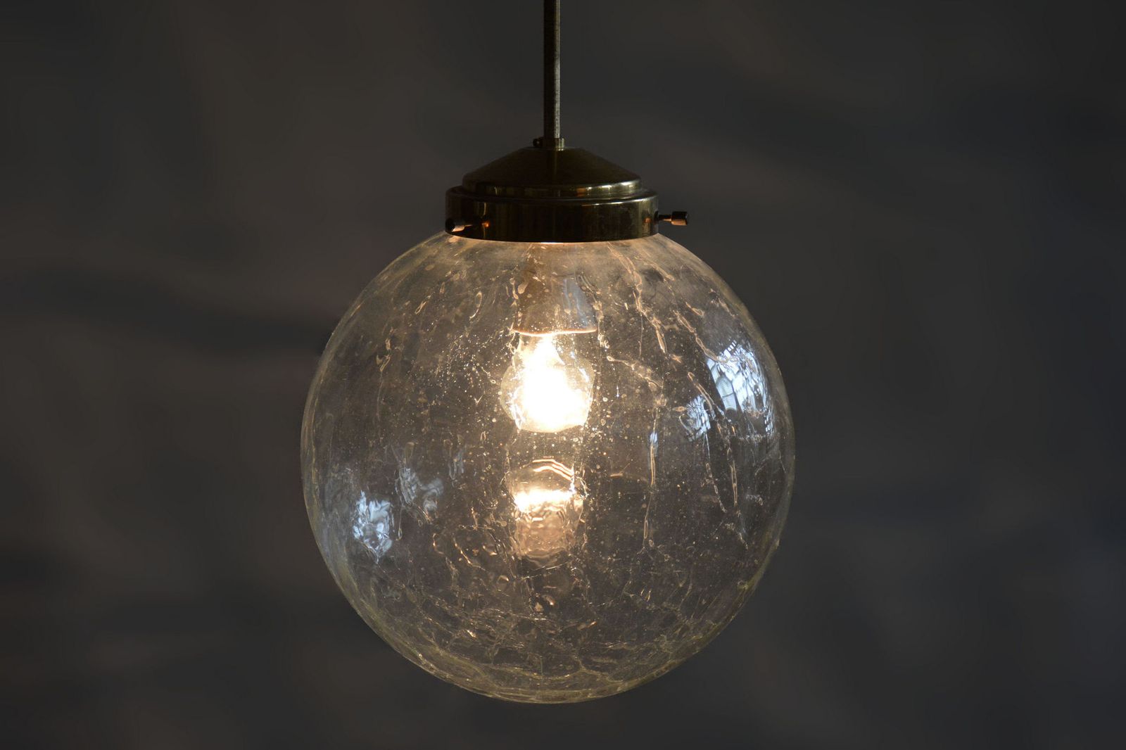 Restored Mid Century Chandelier, By Kamenický šenov, Brass, Glass, Czech, 1960s photo vintage