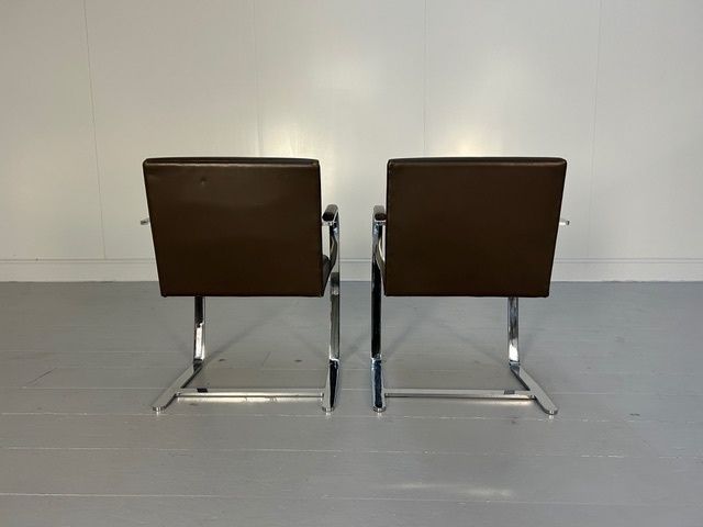 Pair Of Knoll Studio "Brno" Flat Bar Armchairs In Brown Leather photo furniture