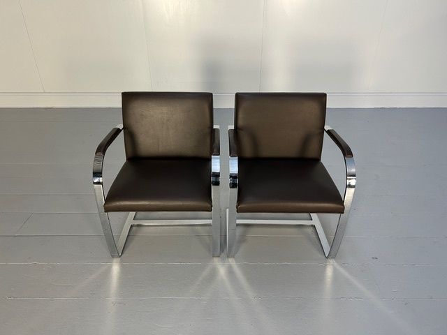 Pair Of Knoll Studio "Brno" Flat Bar Armchairs In Brown Leather photo Furniture