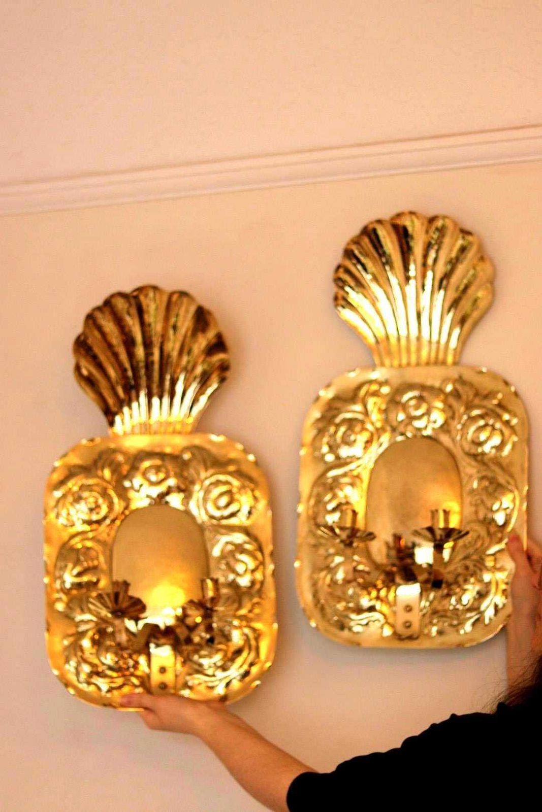 Large Mid Century Swedish Brass Sconces photo furniture