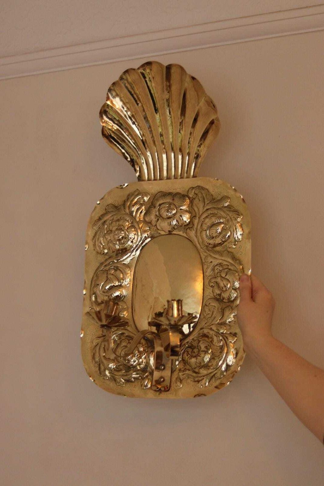 Large Mid Century Swedish Brass Sconces photo for sale