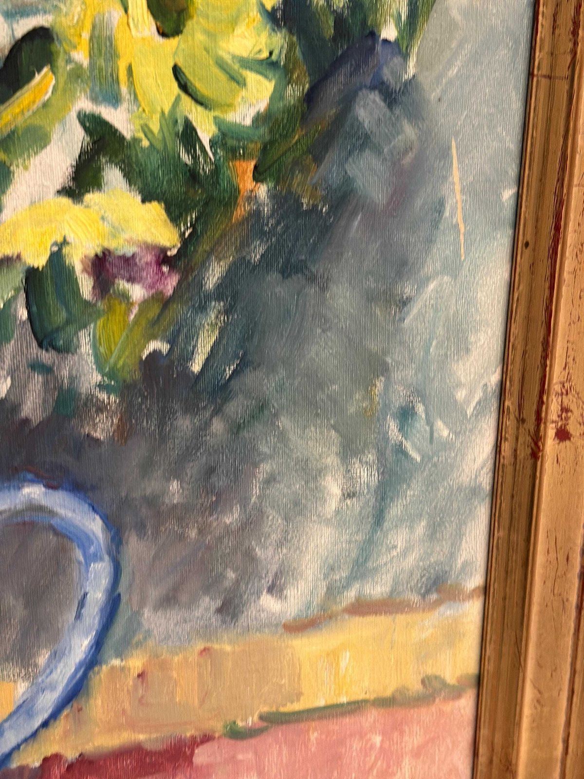 Original Swedish Oil On Canvas – “Still Life With Flowers In Vase” By Jan Sonne (1909 96) 1980 – Vintage & Framed 76 × 65 Cm (29.9" × 25.6") photo vintage