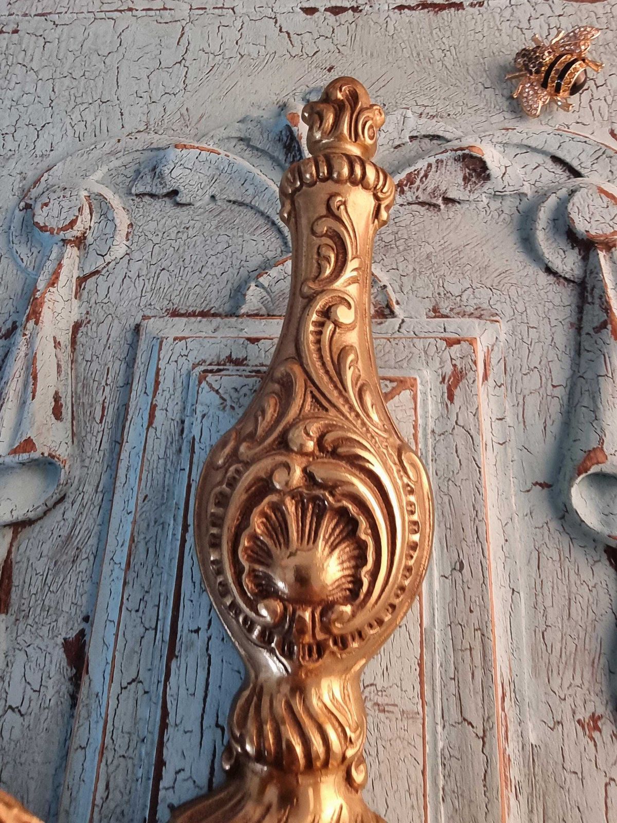 photo vinterior Solid Bronze Wall Light Sconces   Vintage French Bronze Wall Candle Sconces   Electric Wall Lighting   Chateau Decor