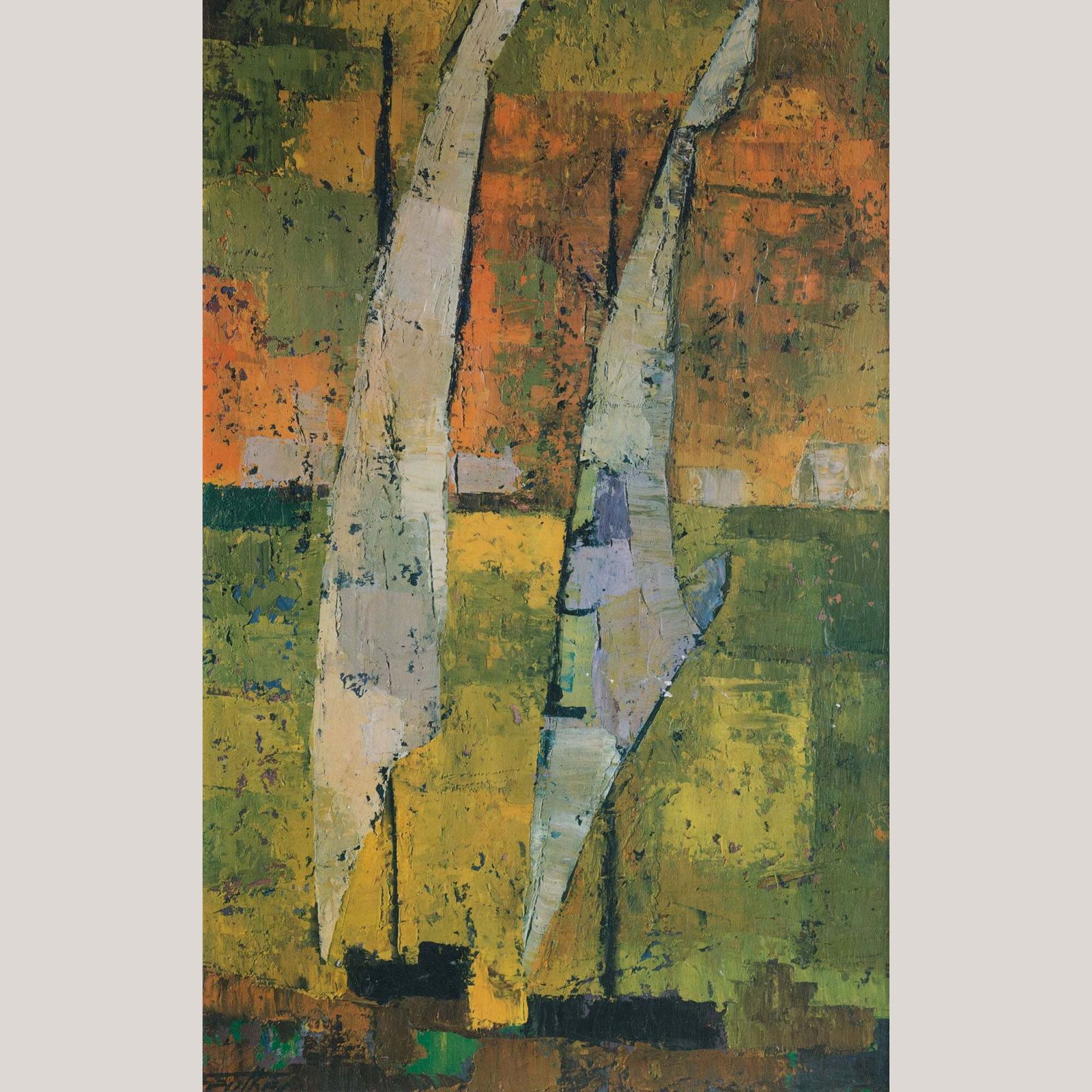 Vintage Abstract Zeegezicht Met Twee Zeilboten