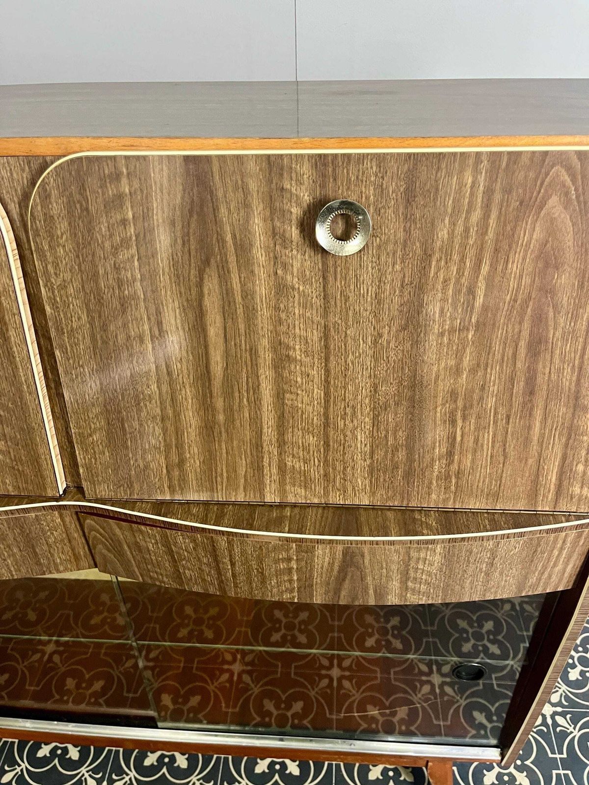 Retro 1960’s Mid Century Writing Desk And Vintage Cocktail Drinks Cabinet photo vinterior