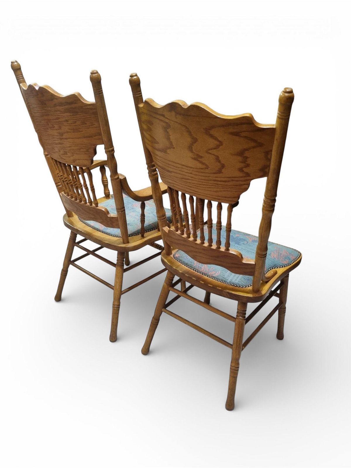 Vintage American Colonial Oak Featherback Dining Chairs / Set Of 6 / C1980 photo buy