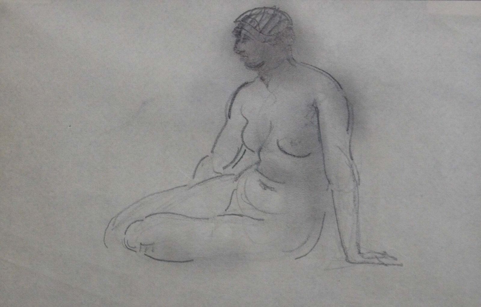 'Sketch Portrait Of Seated Nude' By Guillaume Dulac (Circa 1920s) photo furniture