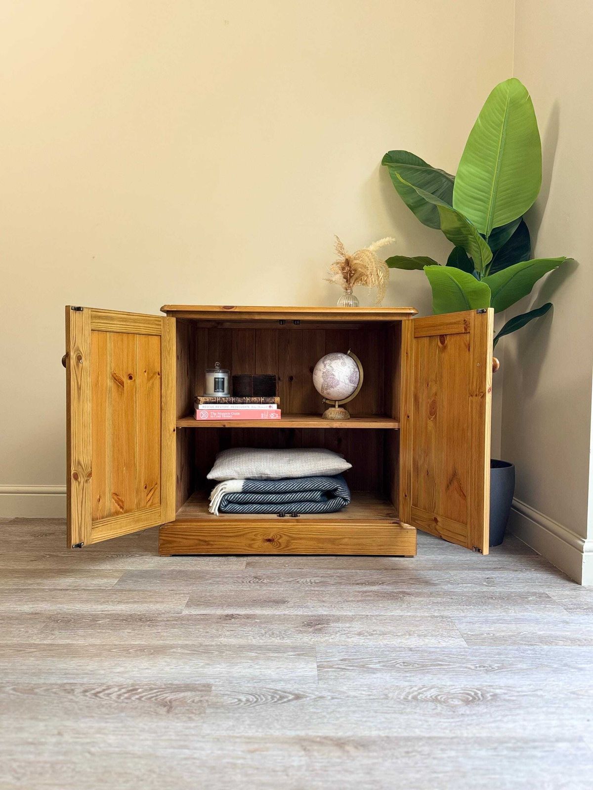 Farmhouse Pine Wooden Cabinet Record Games Cupboard photo furniture